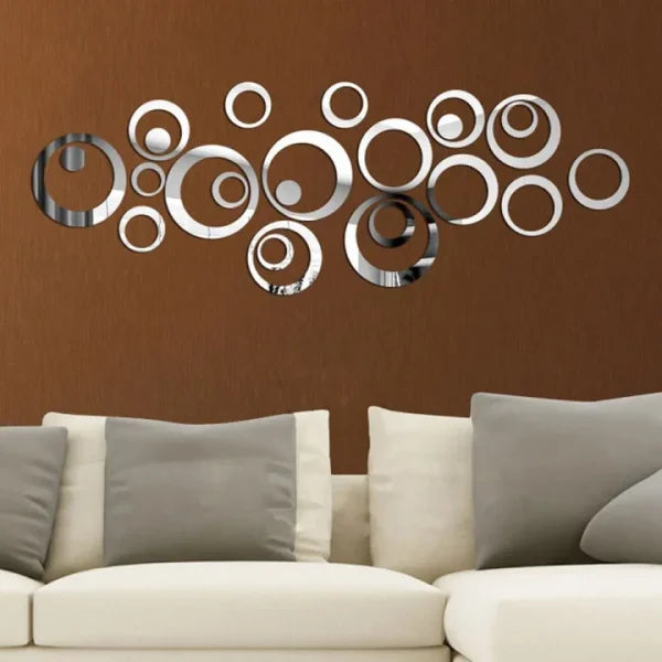 24 Pcs Acrylic Mirror 3d Wall Stickers Living Room Personalized Interior Decoration