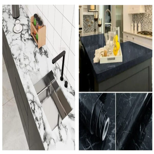 Self Adhesive Black Marble Sheet Sticker For Kitchen,(60×200) Cupboard, Wall – Anti Oil And Heat Resistant Wallpaper